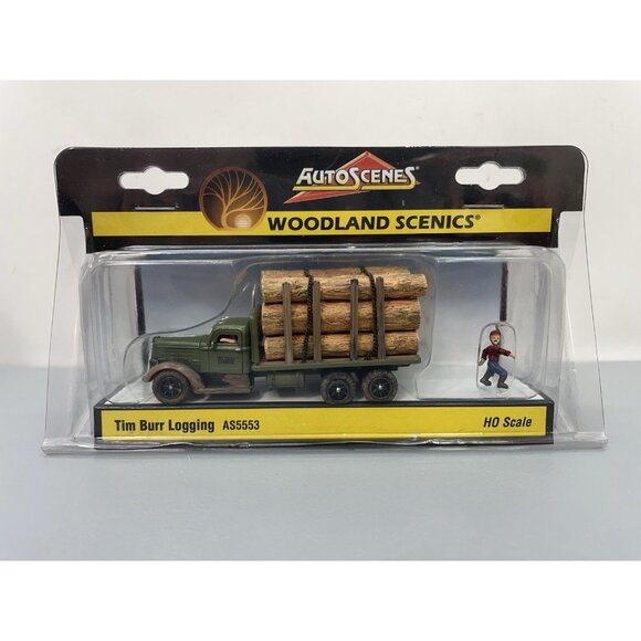 Woodland Scenics AutoScenes HO Scale Tim Burr Logging Truck Set Green AS5553 - Picture 1 of 3